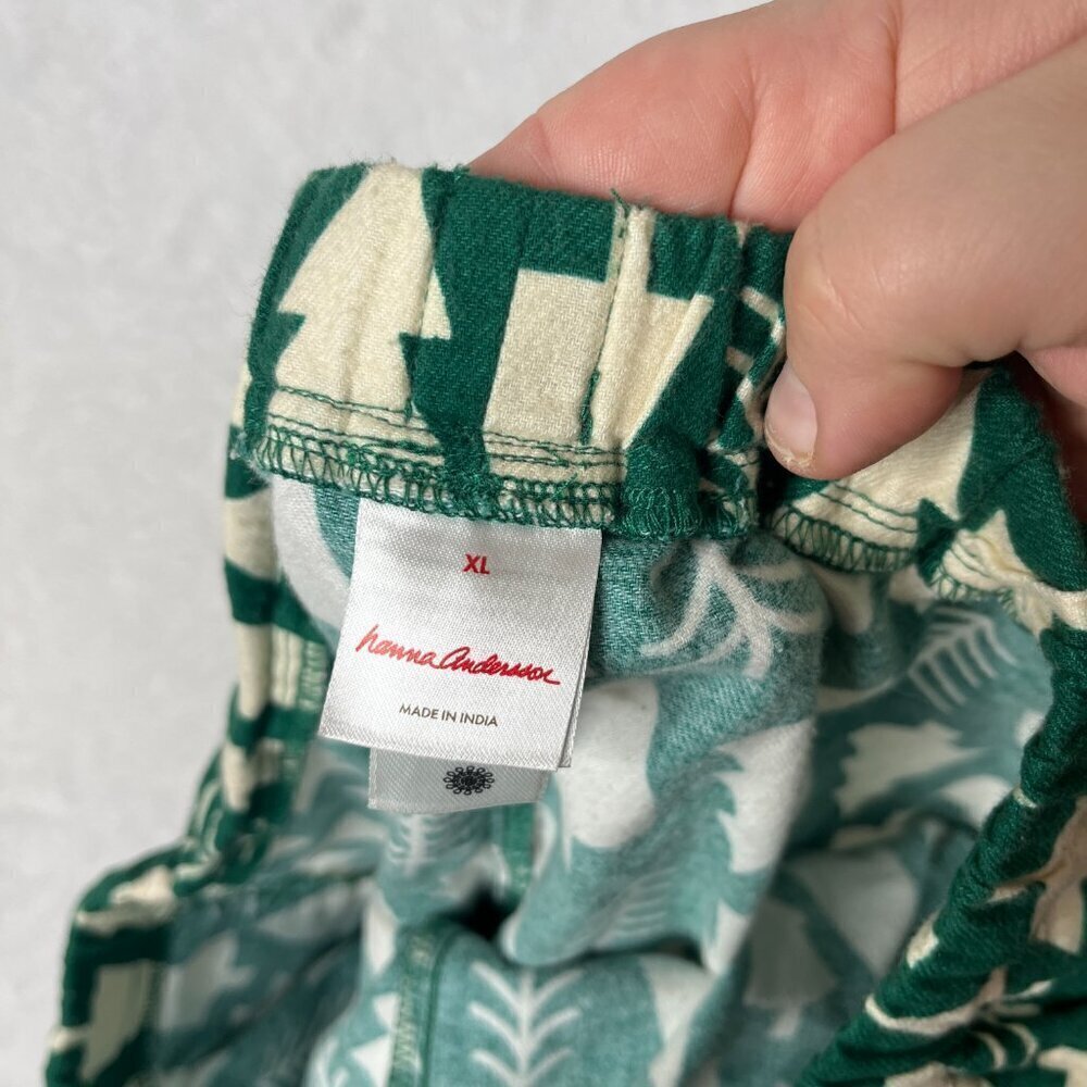 Hanna Andersson Womens Holiday Flannel Pajama Bottom Size M Green Winter Tree - Picture 3 of 12